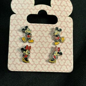 Disney Mickey and Minnie Mouse Kids Earrings - Red, Black, Yellow Enamel Studs